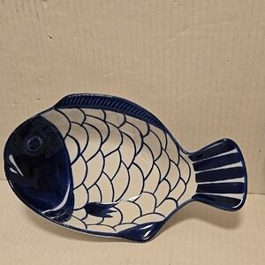 Blue Fish-Shaped Dansk Ceramic Bowl